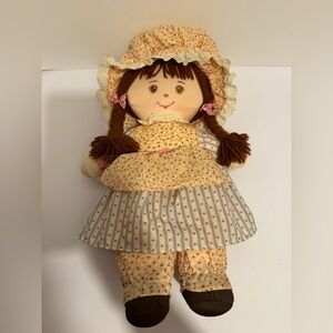 Vintage Holly Mine 1987 Cloth Soft Plush Doll Flowers Hearts Auburn Hair 18"